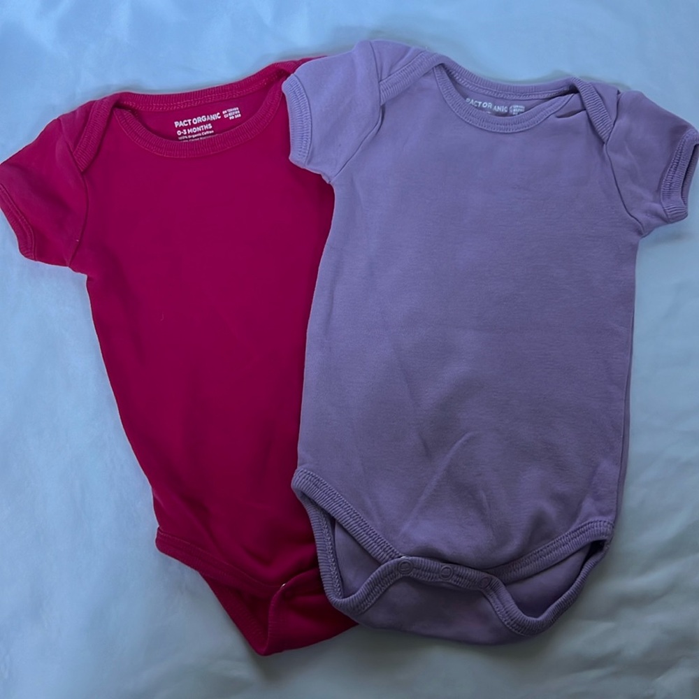Set of 2 Pact Short Sleeve Bodysuits 0-3M